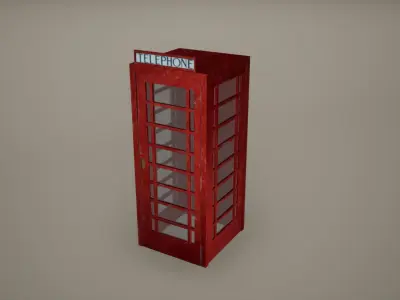 Phone Booth Low Poly Game Ready  Low-poly 3D model