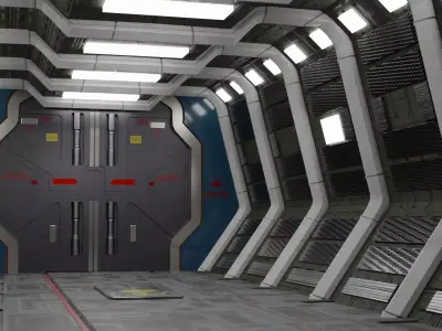 spaceship corridor Low-poly 3D model