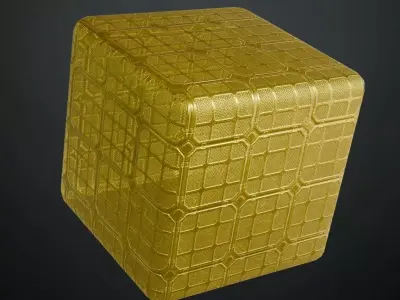 Golden Sci-Fi Floor Transparent PBR Seamless Texture