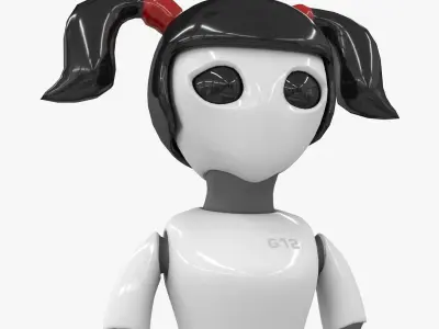 Robot Girl Low-poly 3D model