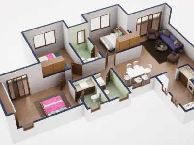 3D Floor Plan Model 58 3D model