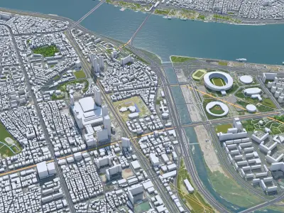 Gangnam District Seoul South Korea Low-poly 3D model