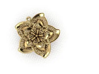 pendant27 gold flower pendant 3D print model