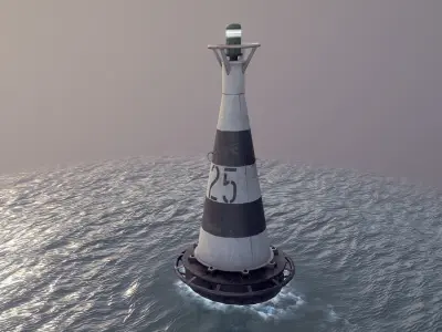 Buoy River RB-6-01 Safe Water Mark Low-poly 3D model