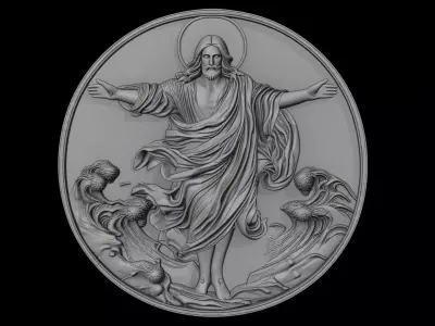 Jesus Walking on Water - 3D Printable Coin Sculpture 3D print model