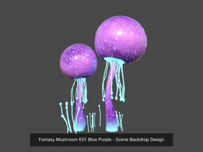 10 Fantasy Mushroom E Collection - Scene Backdrop Design 3D Model Pack