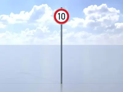 Traffic sign 274-10 Speed limit 10 km h Size-2 Low-poly 3D model