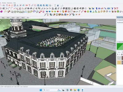 classical building facade exterior design sketchup model  3D model