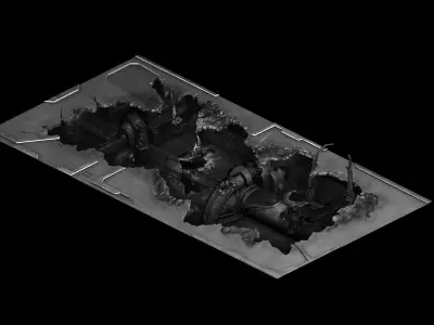 Roadblock - laser damage pavement 01 3D model