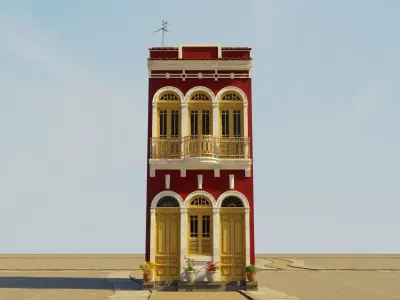 SOUTH AMERICAN BUILDING 009 Low-poly 3D model