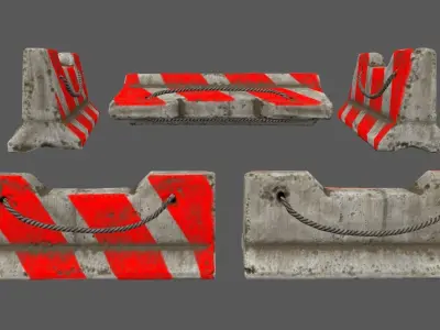 barrier set 2 road markings Low-poly 3D model