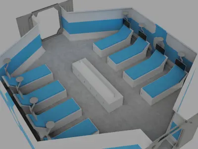 Make your own space station layout - Extended Medbay add-on Low-poly 3D model