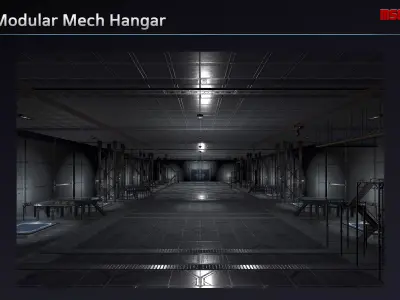 Modular Mech Hangar Low-poly 3D model