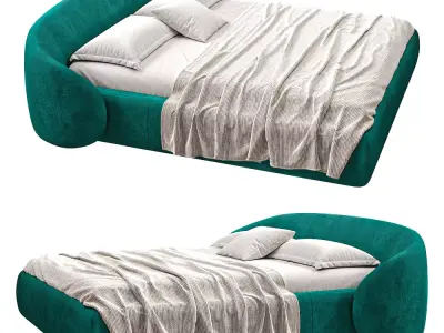 Emerald Rounded Upholstered Bed  3D model