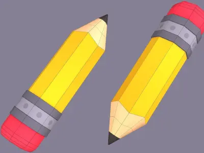 Pencil Toon Low-poly 3D model