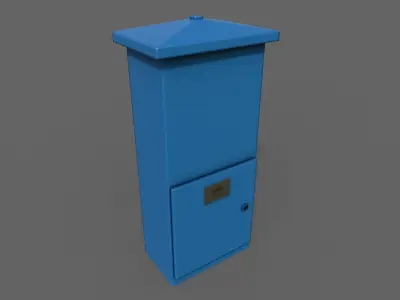 PBR Electric Box Blue V4 Low-poly 3D model