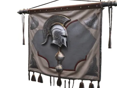 Roman Legion War Banner  Ancient Spartan Flag  Low-poly 3D model