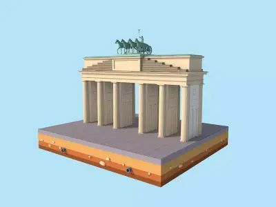 Cartoon Lowpoly Berlin Brandenburg Gate Landmark Low-poly 3D model