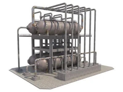 Industrial Silo 8 Low-poly 3D model