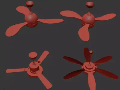 Modern Minimalist Ceiling Fan Set 3D model