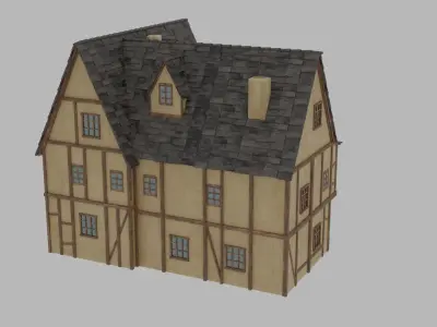 Medieval house Low-poly 3D model 44