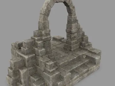 gate 7 stone arch with bricks Low-poly 3D model