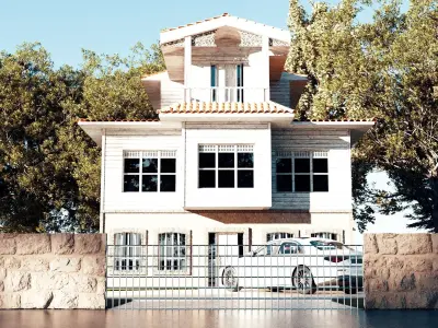 Traditional Turkish Mansion Exterior Scene 3D model