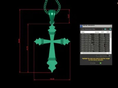 Light Gold 18K Cross Pendant 2CP080 3D print model