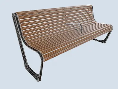 Street bench low poly pbr game ready Low-poly 3D model buy