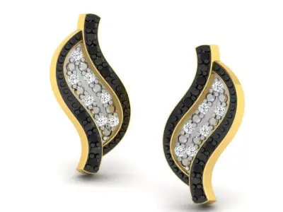 Gold Diamond Women Earring 3D print Model 3D print model 65