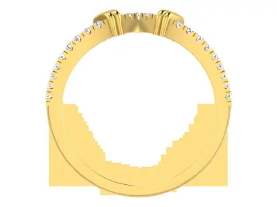 Light Weight Yellow Gold Diamond Ring  -EZ R-162 3D print model