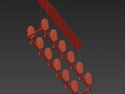 ELEGANCE chandelier with six lights and shades 3D model