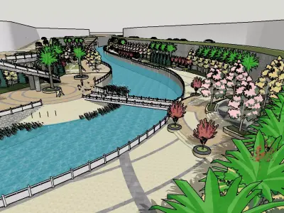 urban stream landscape 3D model