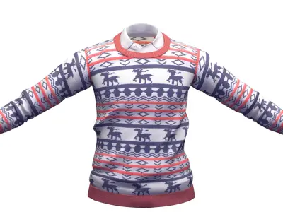 Cartoon High Poly Subdivision Knitted Sweater Low-poly 3D model
