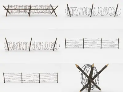 Barb Wire Obstacle Collection 3D model