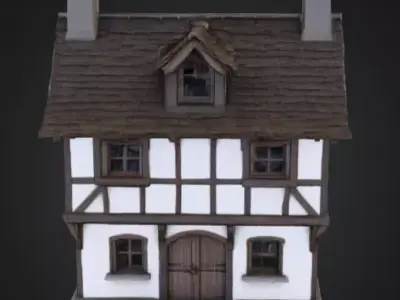 Medieval Tudor Style House Low-poly 3D model