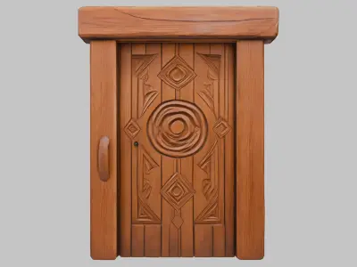 Mystic Wooden Door Low-poly 3D model