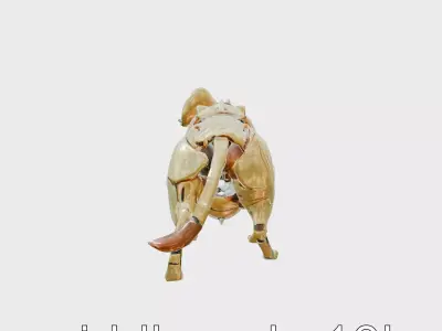 Cybernetic Hyena with Powerful Jaws and Glowing Body Marks Low-poly 3D model