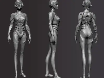 Sci-Fi Female Soldier 3D model