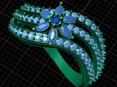 Diamond Ring for Women 3D print model 8