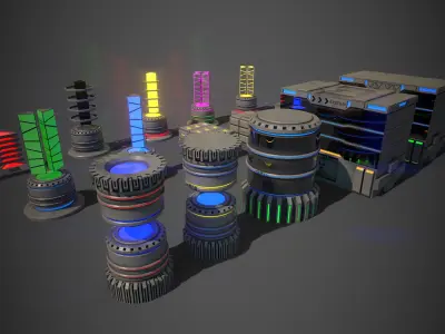 Sci-Fi Props Collection One Low-poly 3D model