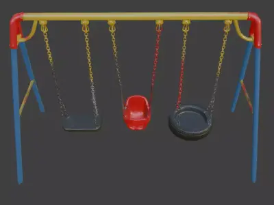 Colorful Playground Swing Set 3D model