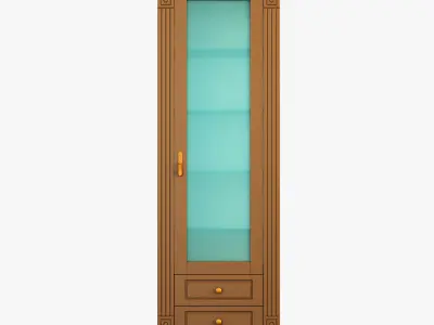 Victory wooden cabinet with glass doors 3D model
