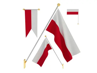 Flags of Poland 3D model