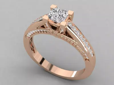 Women Light Weight Solitare Diamond Wedding Ring   7 3D print model
