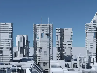 Futuristic Sci-Fi Skyscrapers 001 3D model