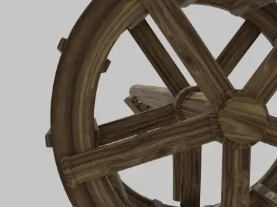 Water wheel Wooden oldstyle Free 3D model