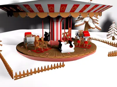 Gingerbread Village V2 Caroussel 3D model