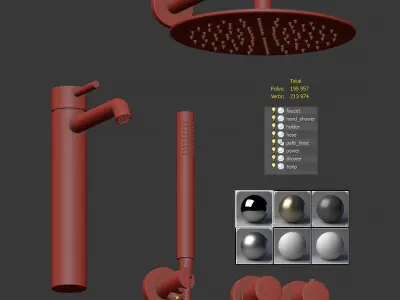 Bathroom plumbing set 3D model