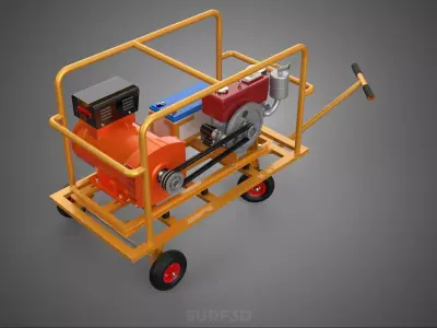 GENERATOR SET GENSET CART STEERING HANDLE LEVER RANGE CONTROL KW 3D model